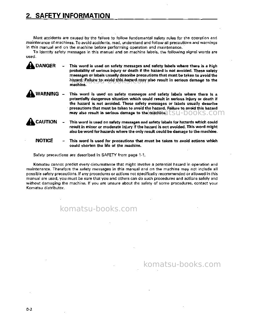 Komatsu wa700-1jpn Operation manual cover Page 3