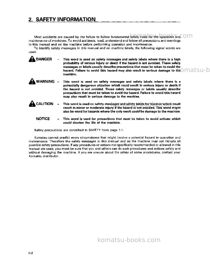 Komatsu wa700-3jpn Operation manual cover Page 3 Komatsu wa700-3jpn Operation manual cover Page 3