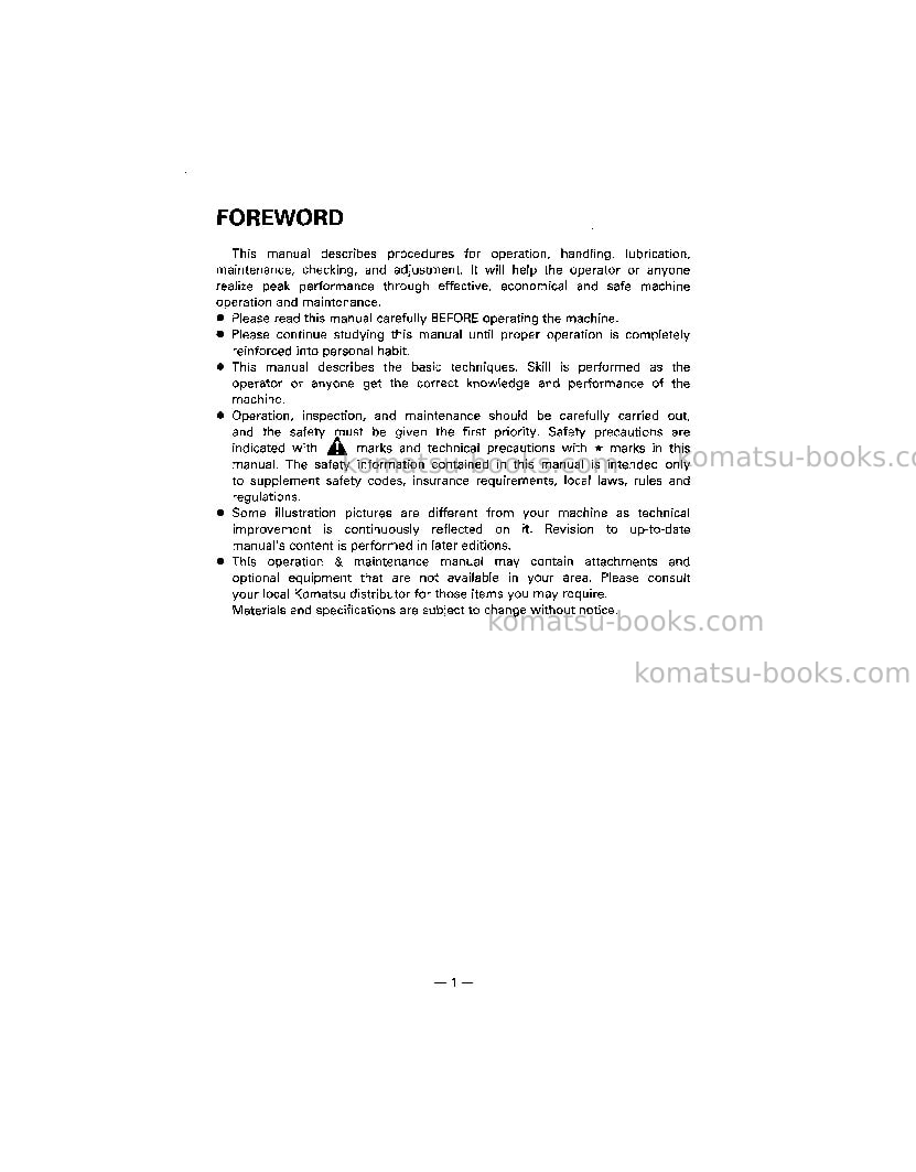 Komatsu pc300-5jpn Operation manual cover Page 3 Komatsu pc300-5jpn Operation manual cover Page 3
