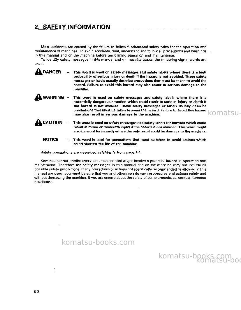 Komatsu pc228uslc-1jpn Operation manual cover Page 3 Komatsu pc228uslc-1jpn Operation manual cover Page 3