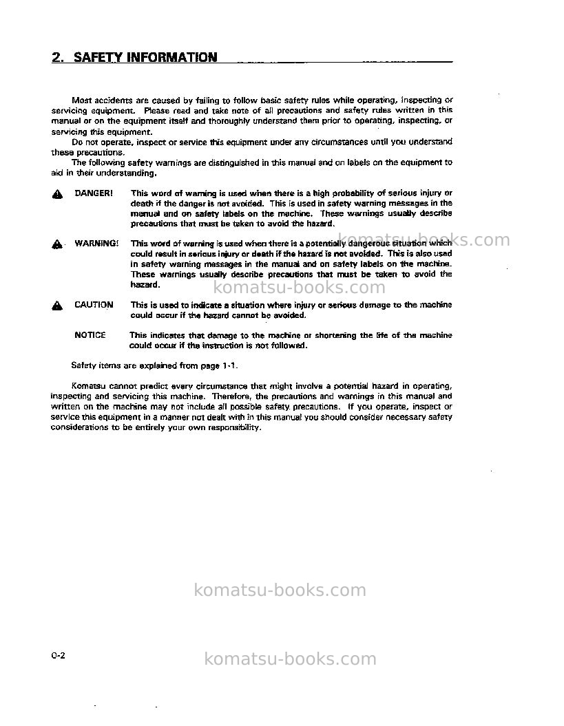 Komatsu pc128us-1jpn Operation manual cover Page 3 Komatsu pc128us-1jpn Operation manual cover Page 3