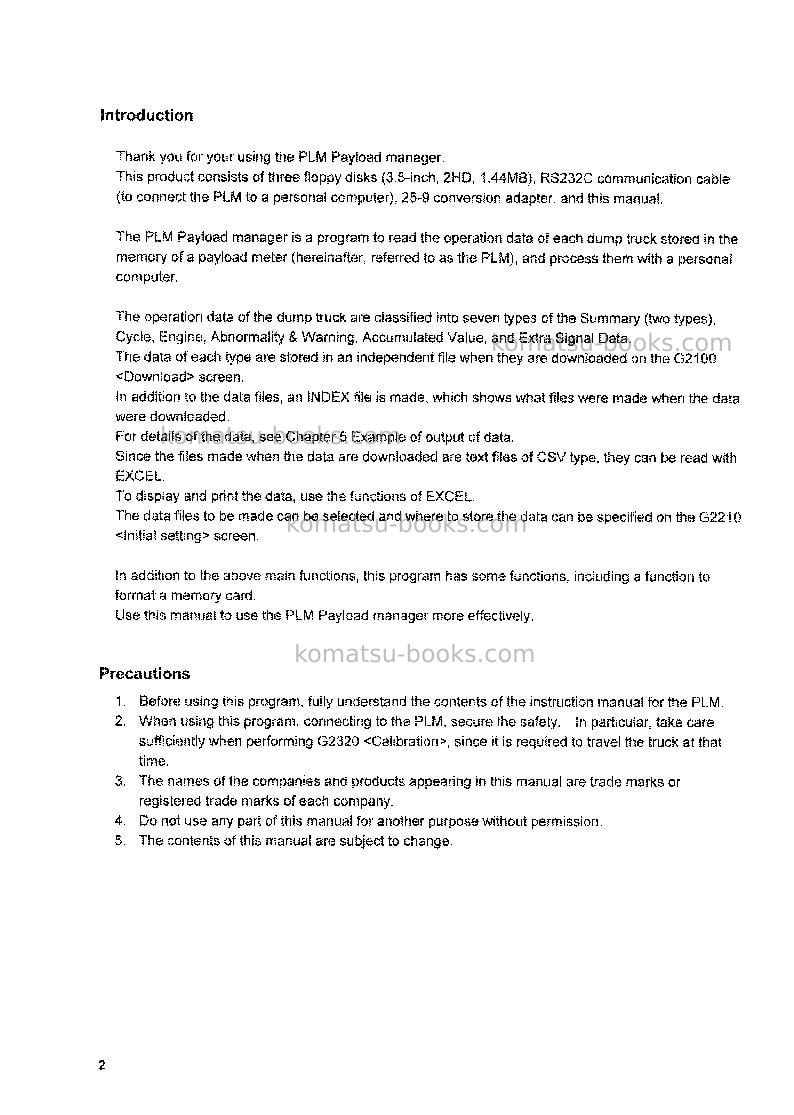 Komatsu plmusa Operation manual cover Page 3 Komatsu plmusa Operation manual cover Page 3