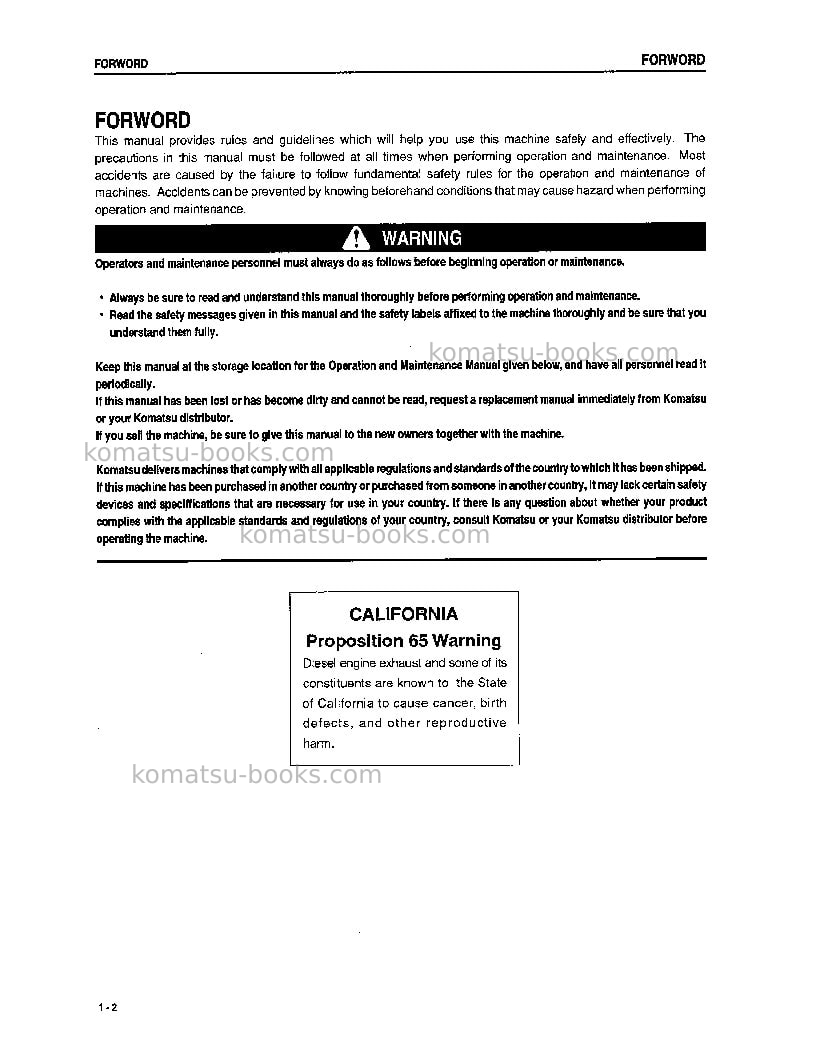Komatsu d61ex-12jpn Operation manual cover Page 3