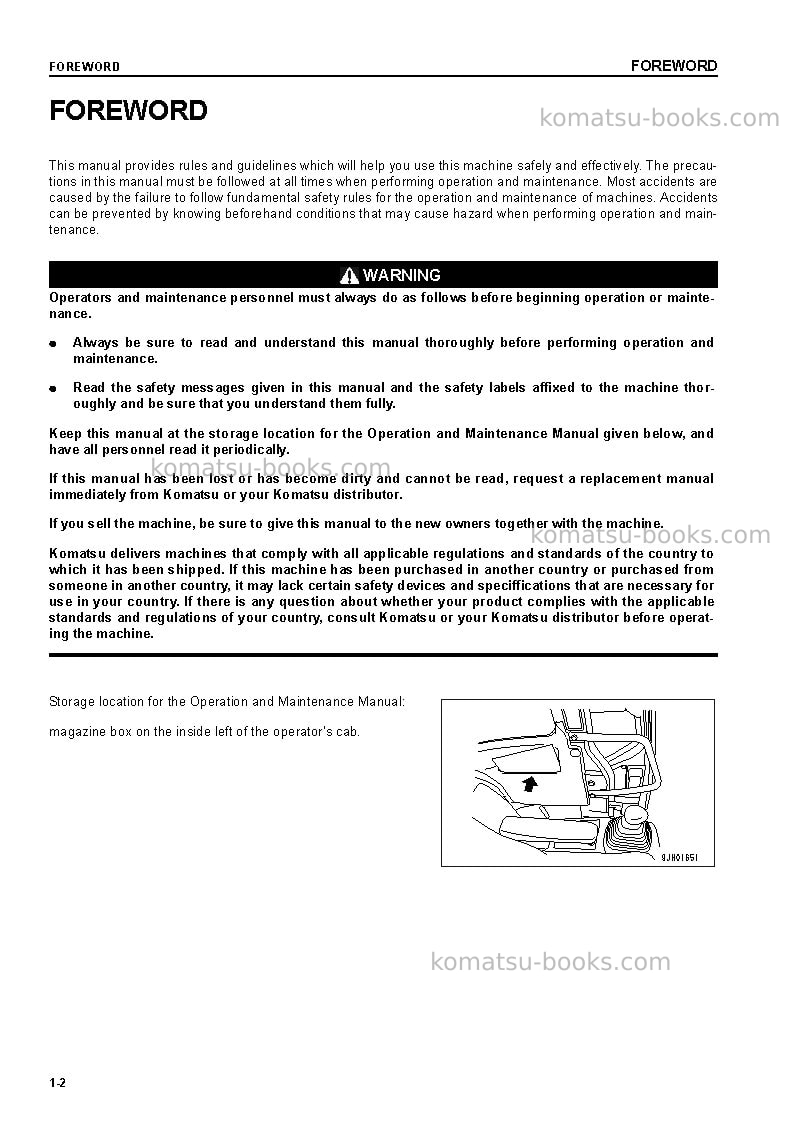 Komatsu pc228uslc-3jpn Operation manual cover Page 3 Komatsu pc228uslc-3jpn Operation manual cover Page 3