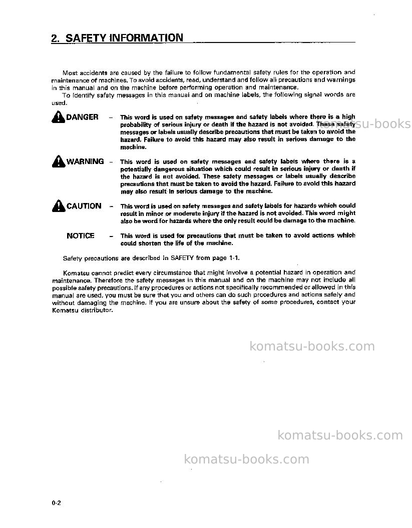 Komatsu hd605-5jpn Operation manual cover Page 3 Komatsu hd605-5jpn Operation manual cover Page 3