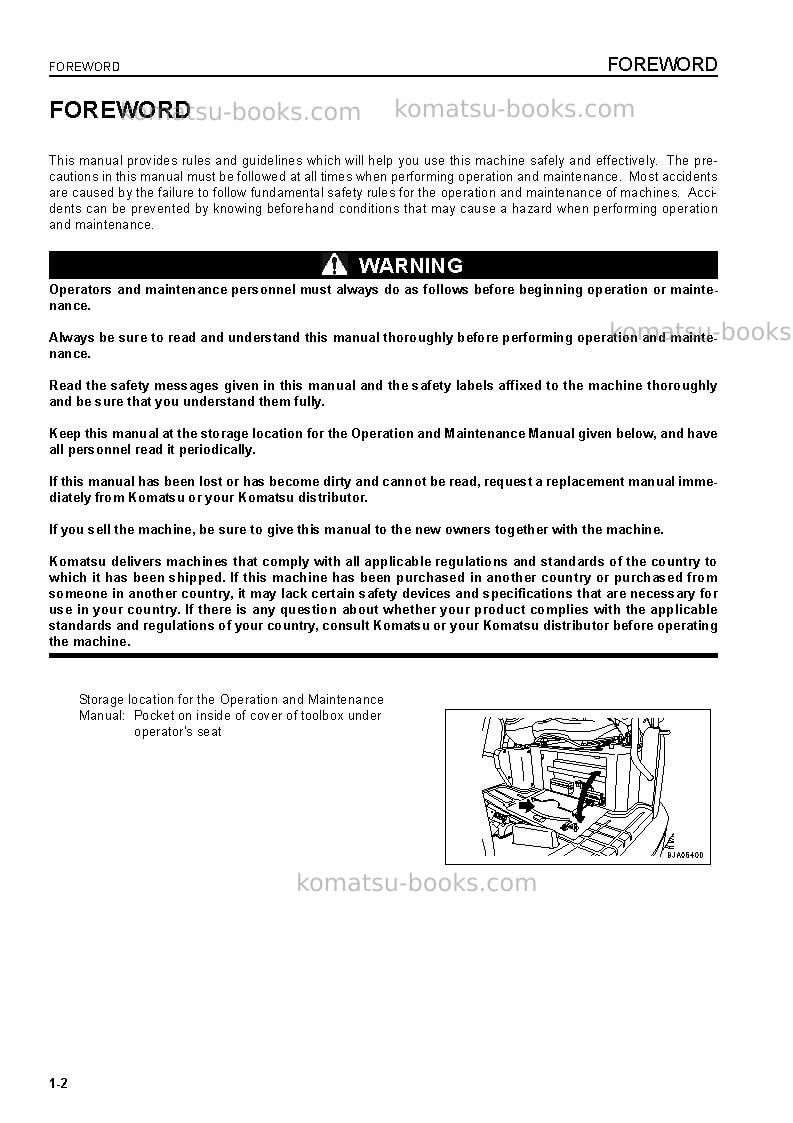 Komatsu mx352jpn Operation manual cover Page 3 Komatsu mx352jpn Operation manual cover Page 3