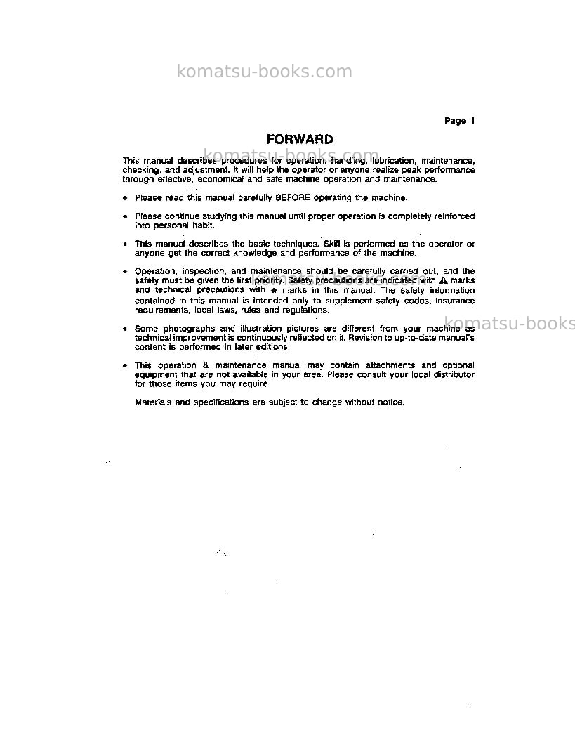 Komatsu wa420-1jpn-lc Operation manual cover Page 3