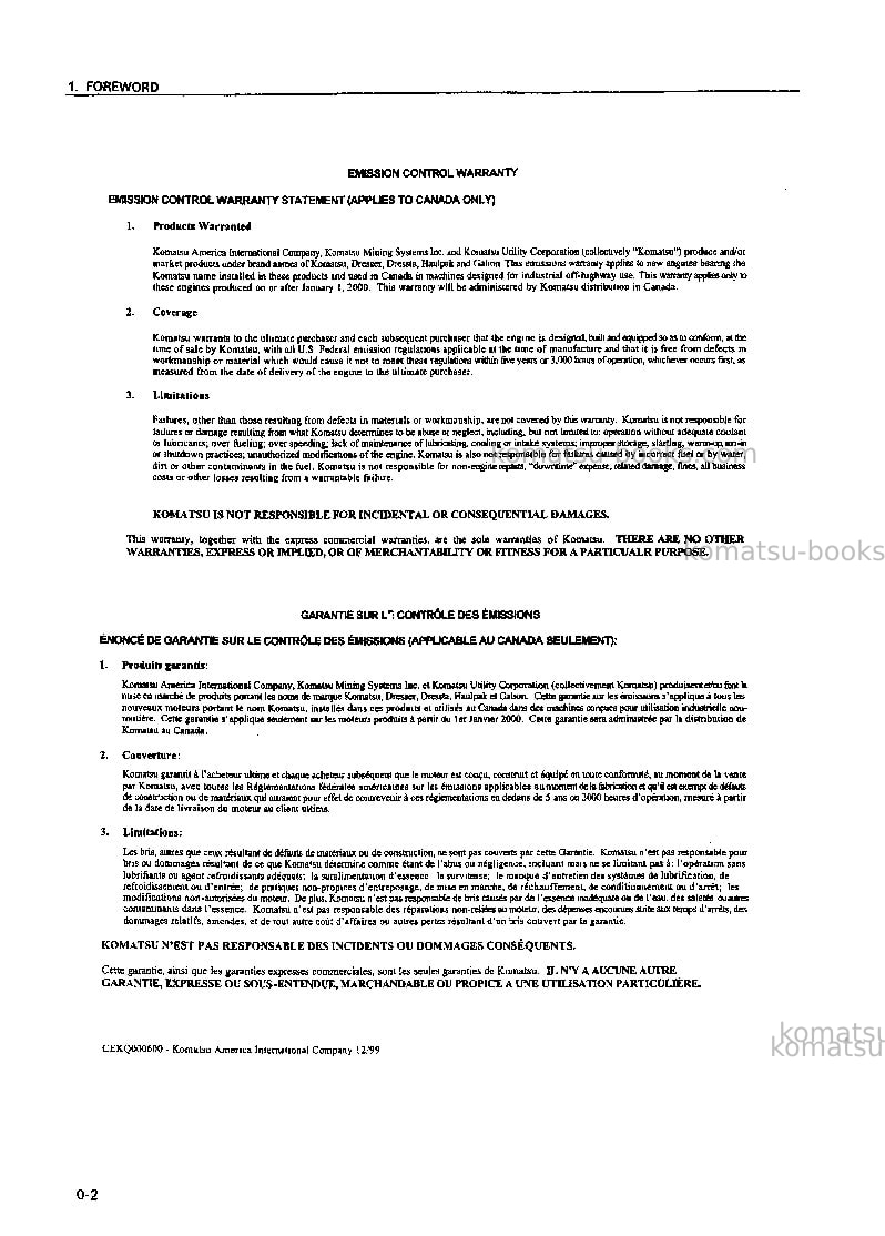 Komatsu wd600-1jpn--50c degree Operation manual cover Page 3 Komatsu wd600-1jpn--50c degree Operation manual cover Page 3