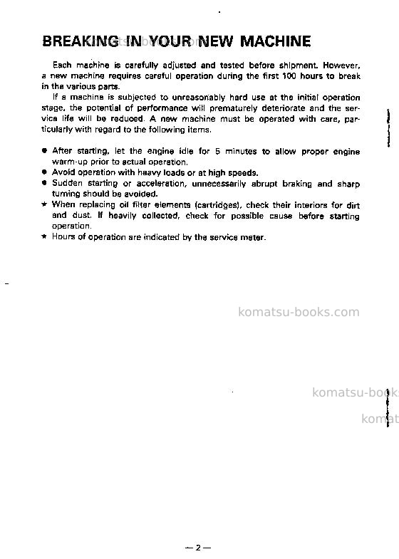 Komatsu pw170-5gbr-k Operation manual cover Page 3