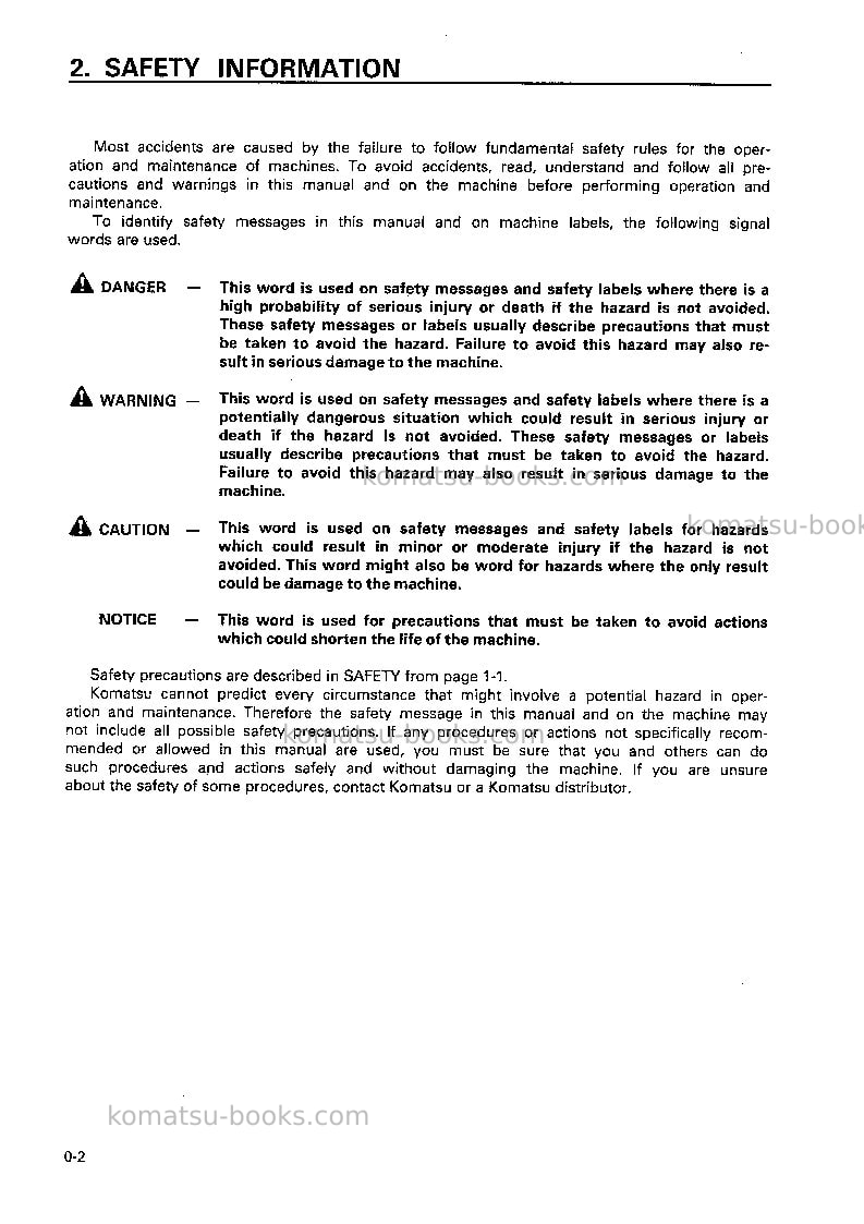 Komatsu d20a-7jpn Operation manual cover Page 3 Komatsu d20a-7jpn Operation manual cover Page 3