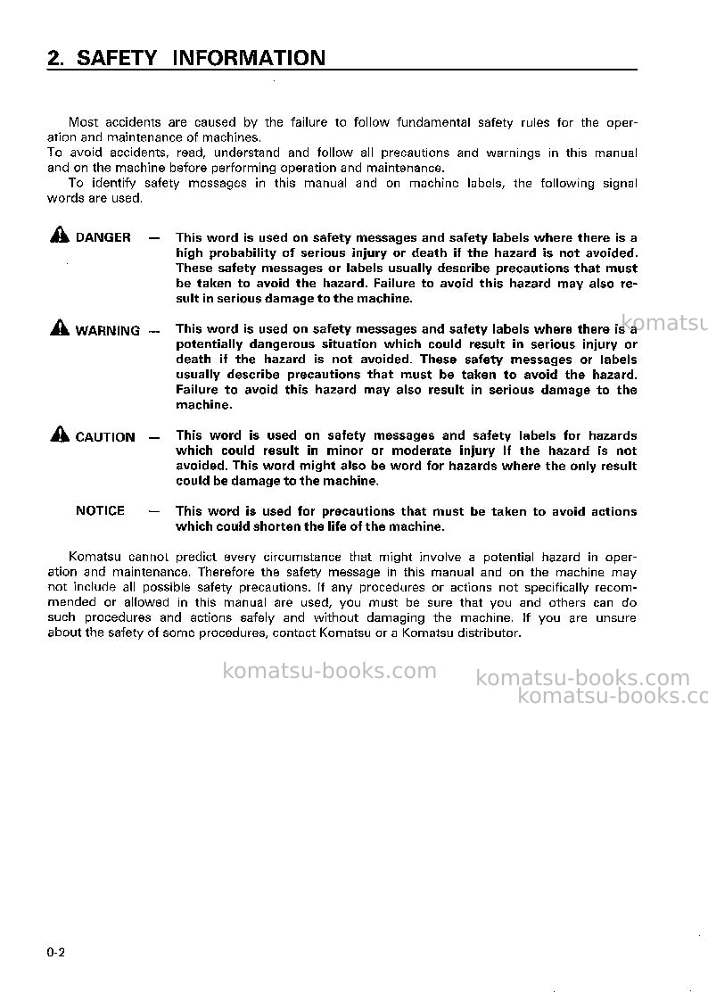 Komatsu d21qg-7jpn Operation manual cover Page 3 Komatsu d21qg-7jpn Operation manual cover Page 3