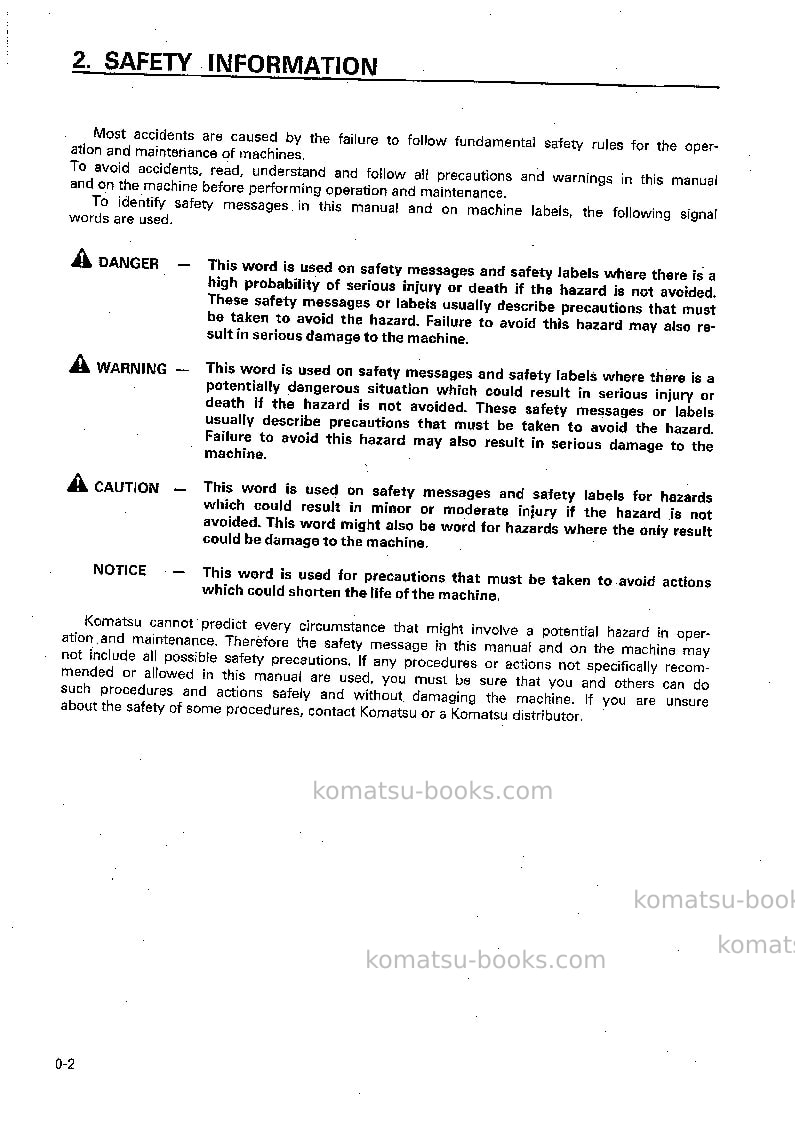 Komatsu d21q-7jpn Operation manual cover Page 3 Komatsu d21q-7jpn Operation manual cover Page 3