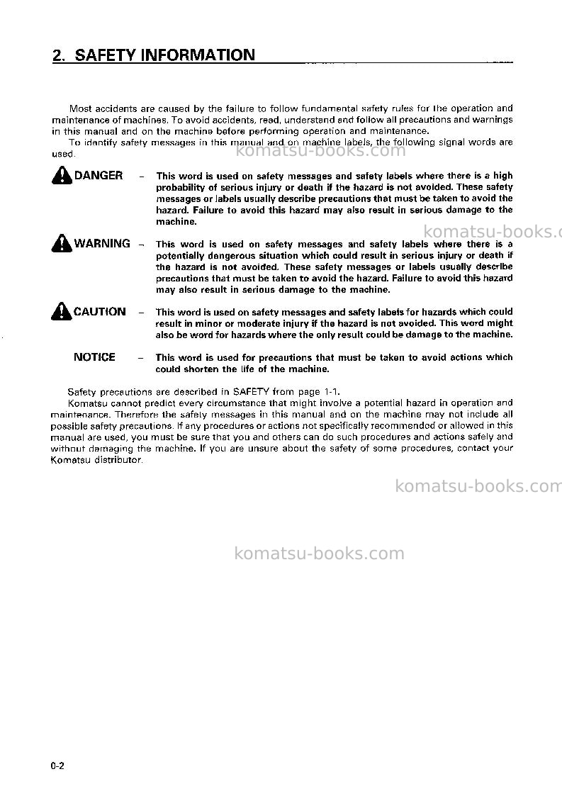 Komatsu d85ess-2jpn-a Operation manual cover Page 3 Komatsu d85ess-2jpn-a Operation manual cover Page 3
