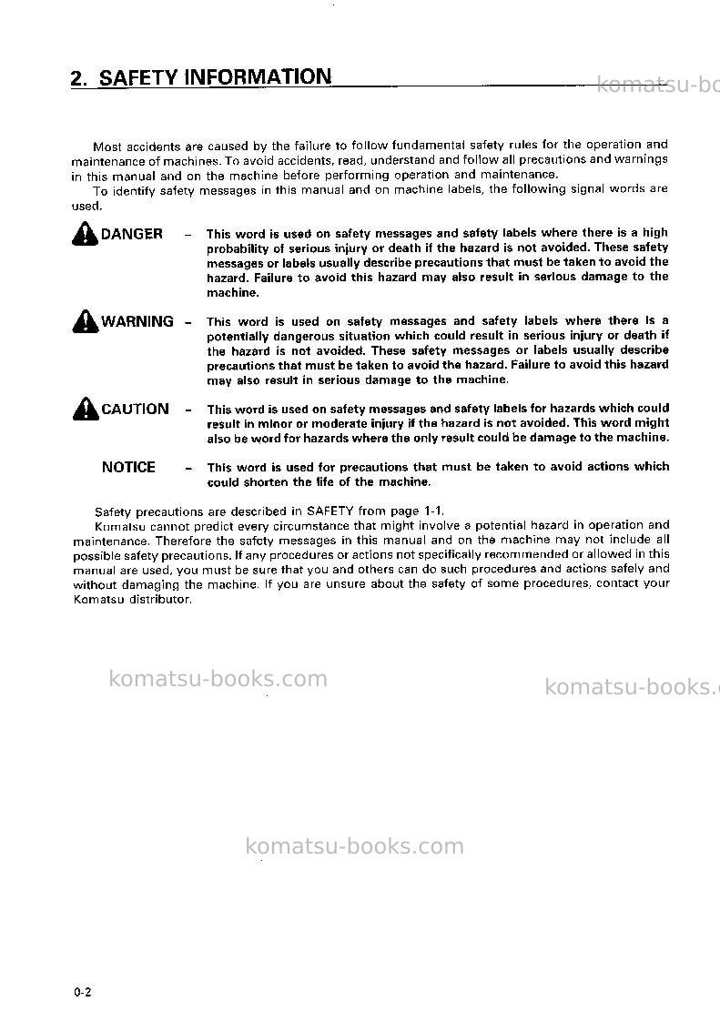 Komatsu d85ess-2jpn-a Operation manual cover Page 3 Komatsu d85ess-2jpn-a Operation manual cover Page 3
