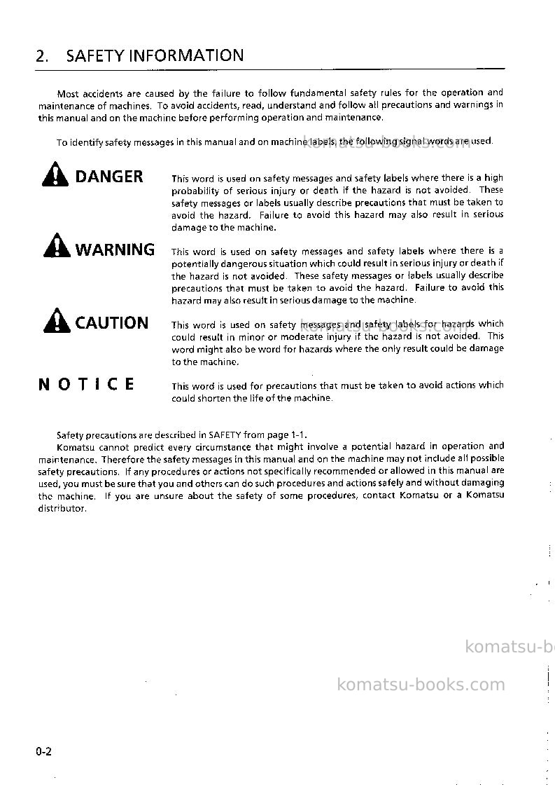 Komatsu gd825a-2jpn Operation manual cover Page 3