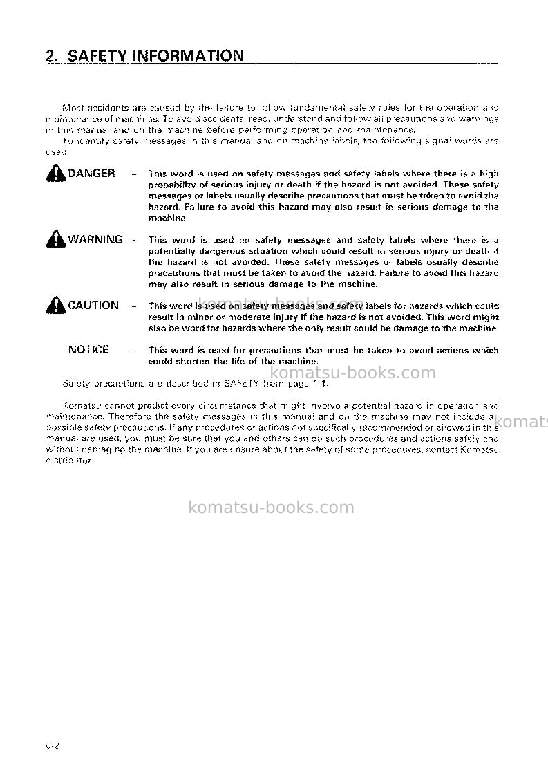 Komatsu lw80-1jpn Operation manual cover Page 3