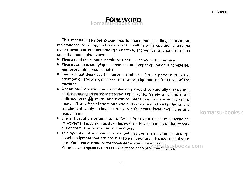 Komatsu pc240-5gbr-k Operation manual cover Page 3 Komatsu pc240-5gbr-k Operation manual cover Page 3