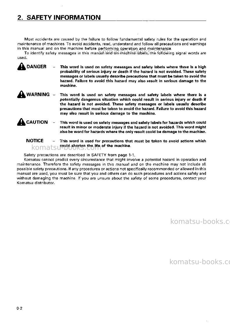 Komatsu d85ess-2jpn Operation manual cover Page 3 Komatsu d85ess-2jpn Operation manual cover Page 3