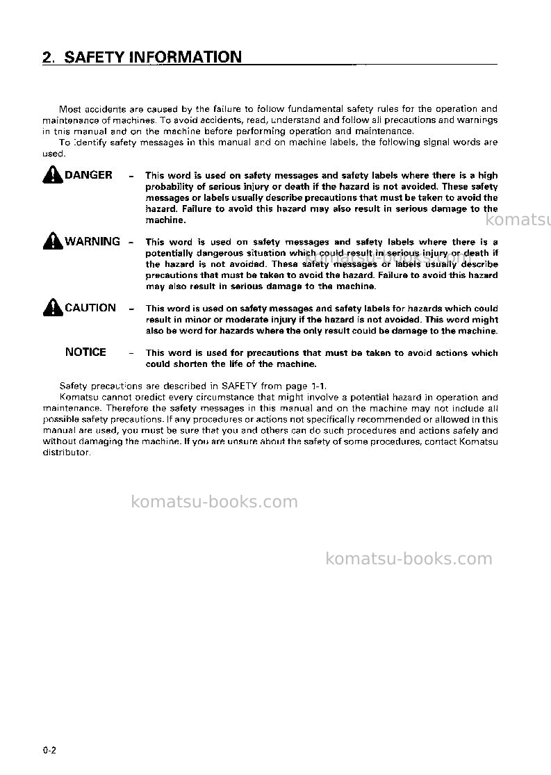 Komatsu pc75uu-2jpn Operation manual cover Page 3 Komatsu pc75uu-2jpn Operation manual cover Page 3