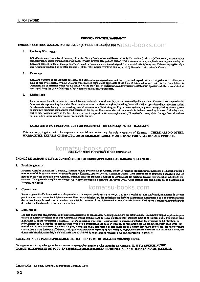 Komatsu d475a-2jpn Operation manual cover Page 3 Komatsu d475a-2jpn Operation manual cover Page 3
