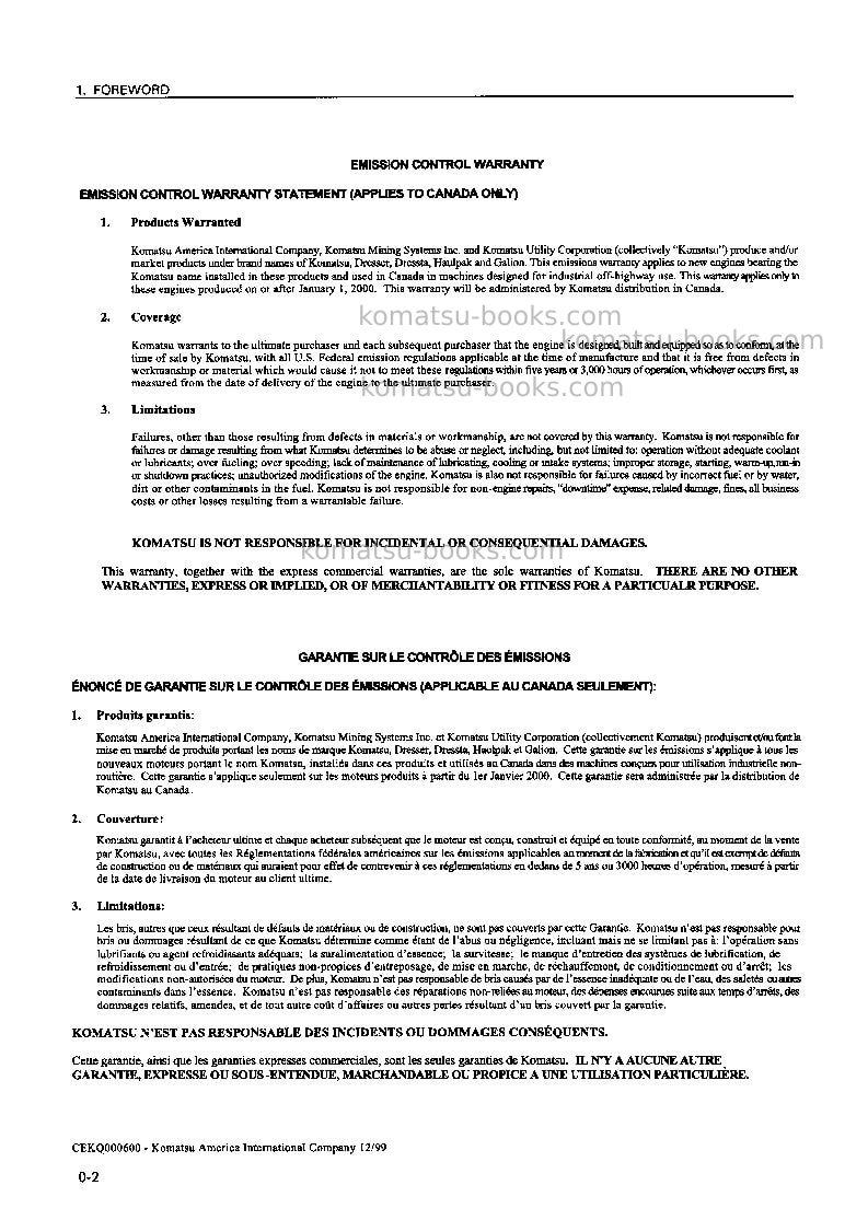 Komatsu pc40-7jpn-d Operation manual cover Page 3
