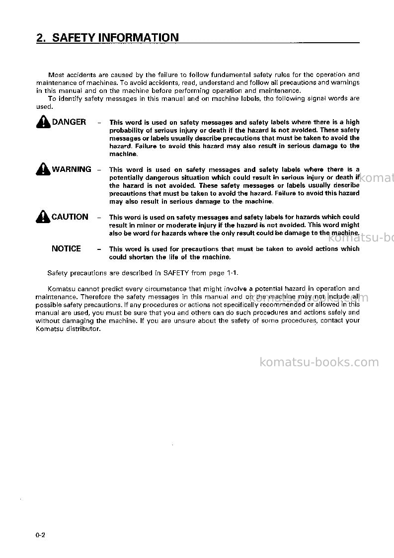 Komatsu hd255-5jpn Operation manual cover Page 3 Komatsu hd255-5jpn Operation manual cover Page 3