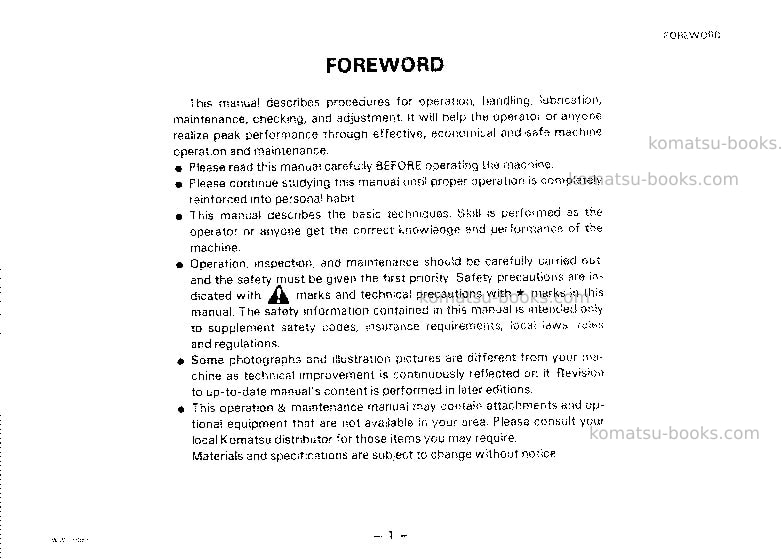 Komatsu d155a-2jpn Operation manual cover Page 3 Komatsu d155a-2jpn Operation manual cover Page 3