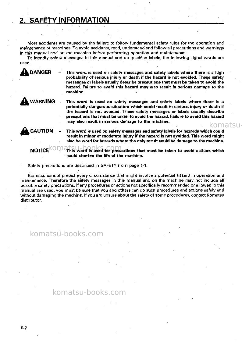 Komatsu jv08h-3jpn Operation manual cover Page 3