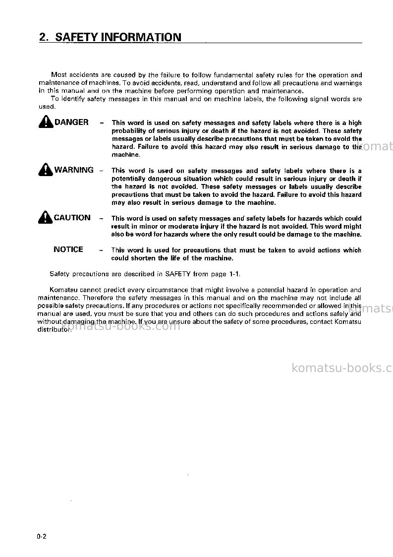 Komatsu jv25dw-2jpn Operation manual cover Page 3 Komatsu jv25dw-2jpn Operation manual cover Page 3