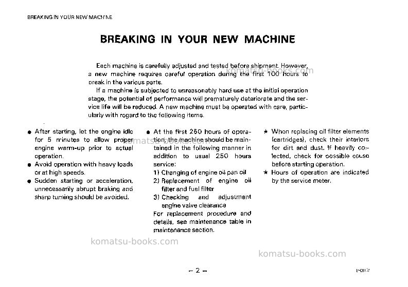Komatsu pc100-3jpn-c spec Operation manual cover Page 3