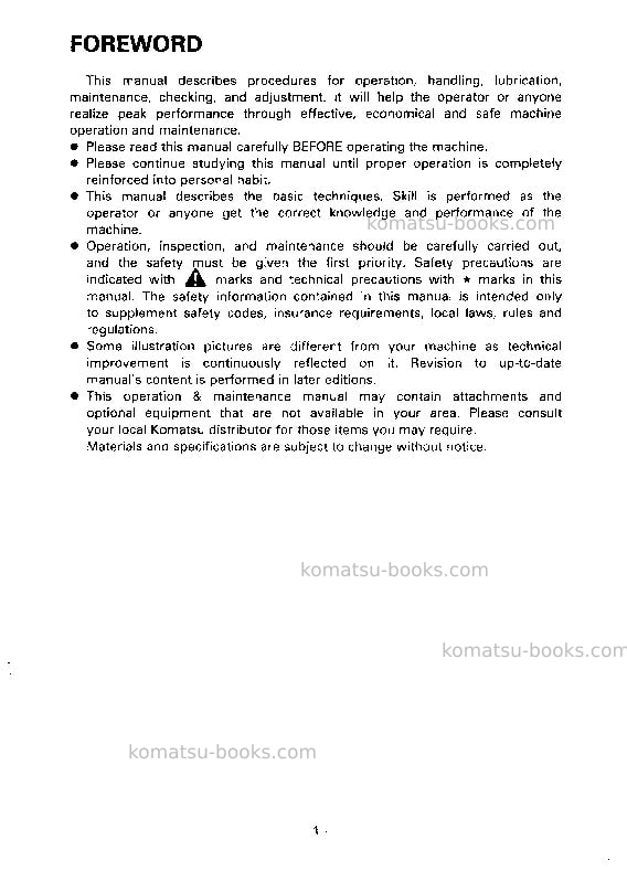 Komatsu pc100-5jpn-custom Operation manual cover Page 3 Komatsu pc100-5jpn-custom Operation manual cover Page 3