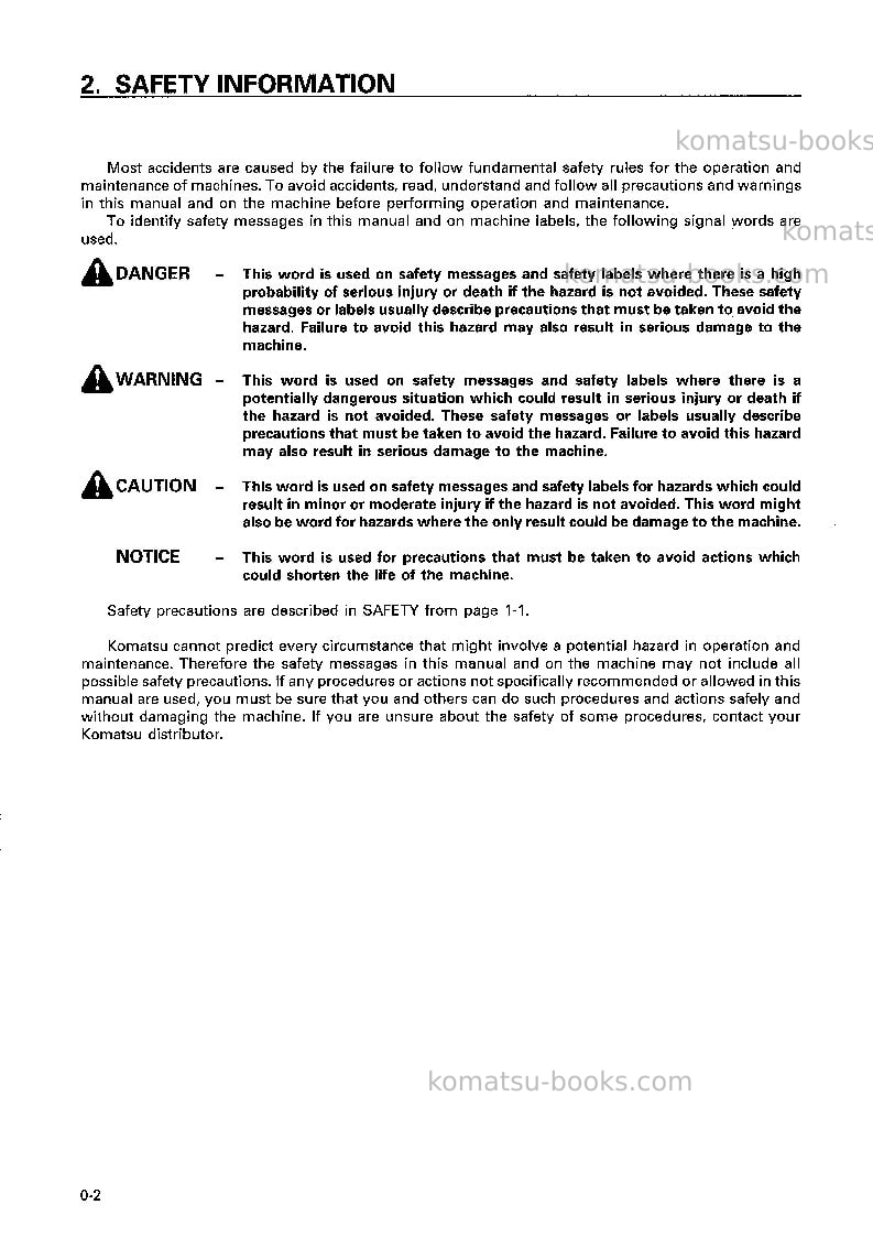 Komatsu hd785-5jpn Operation manual cover Page 3 Komatsu hd785-5jpn Operation manual cover Page 3