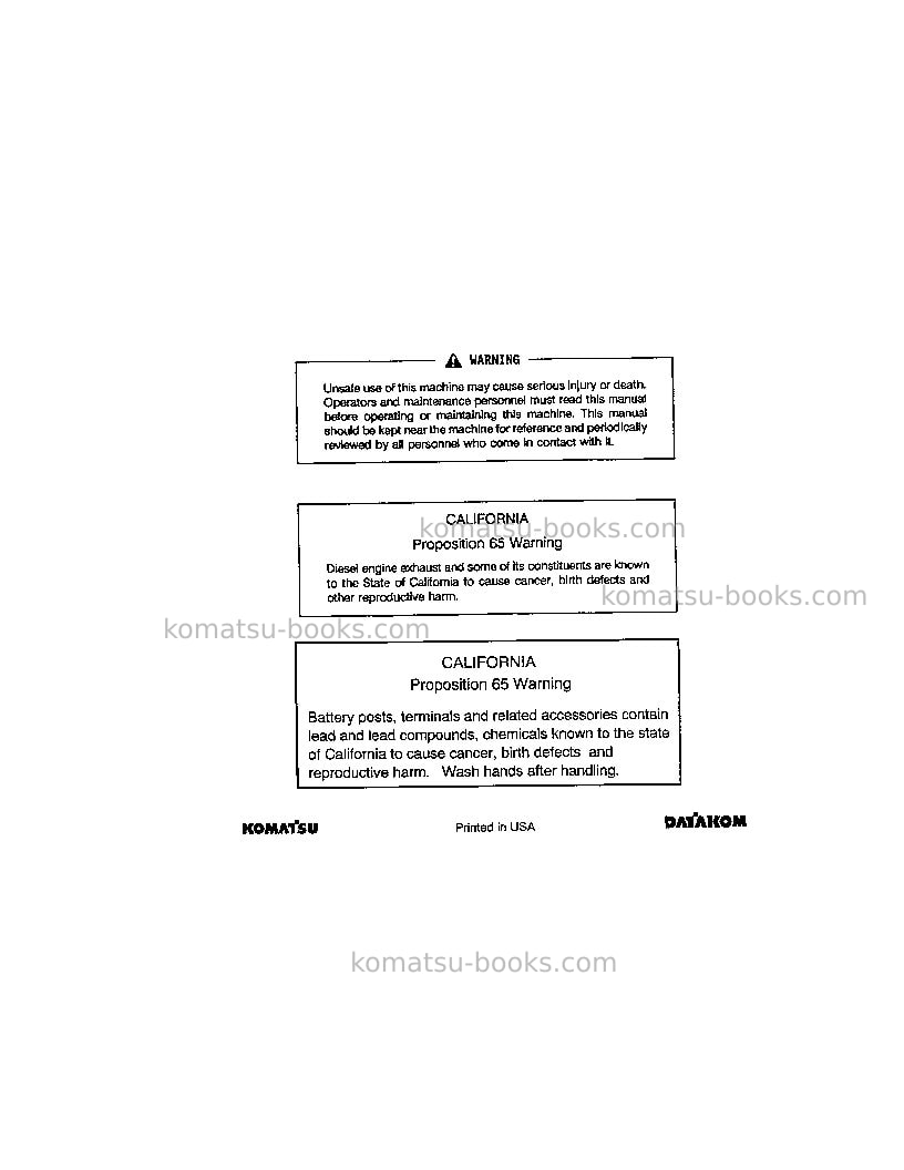 Komatsu pc400-3jpn Operation manual cover Page 3 Komatsu pc400-3jpn Operation manual cover Page 3