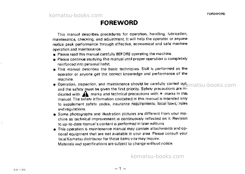 Komatsu pc30-6jpn Operation manual cover Page 3 Komatsu pc30-6jpn Operation manual cover Page 3