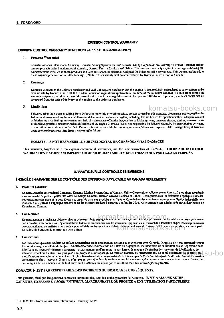 Komatsu d375a-3jpn-7-track roller Operation manual cover Page 3 Komatsu d375a-3jpn-7-track roller Operation manual cover Page 3