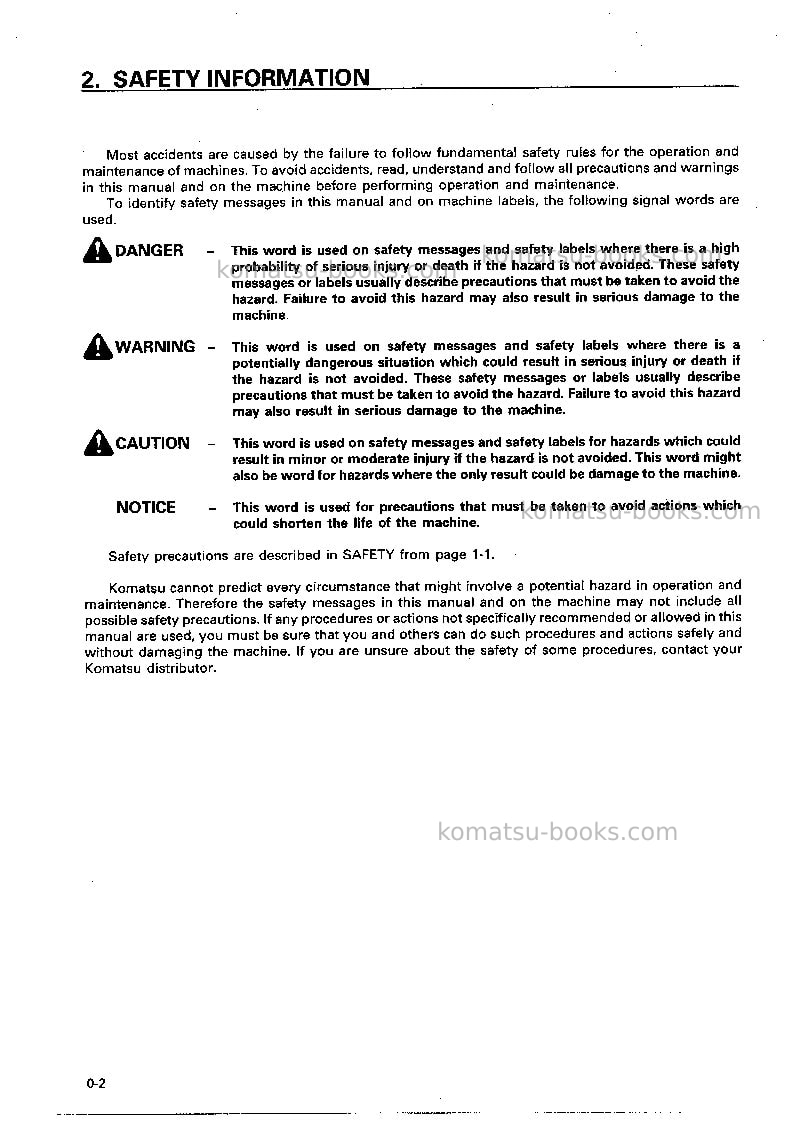 Komatsu wa250pt-3jpn Operation manual cover Page 3 Komatsu wa250pt-3jpn Operation manual cover Page 3