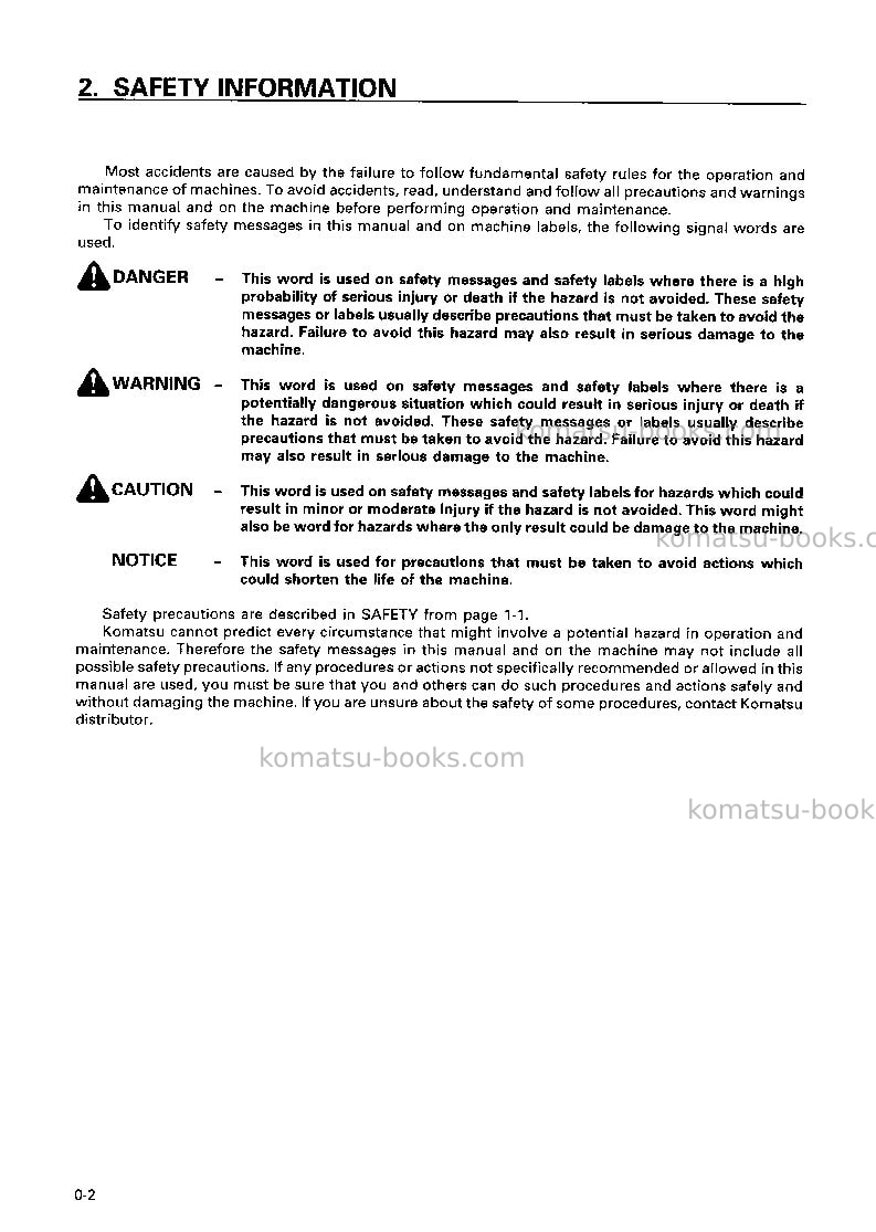 Komatsu pc75uu-3jpn Operation manual cover Page 3 Komatsu pc75uu-3jpn Operation manual cover Page 3