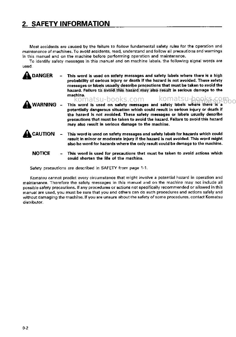 Komatsu pc200-6jpn Operation manual cover Page 3 Komatsu pc200-6jpn Operation manual cover Page 3