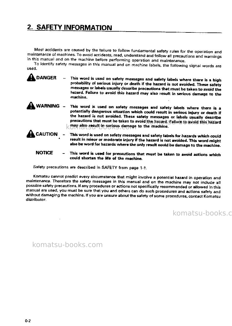 Komatsu pc250-6jpn Operation manual cover Page 3 Komatsu pc250-6jpn Operation manual cover Page 3