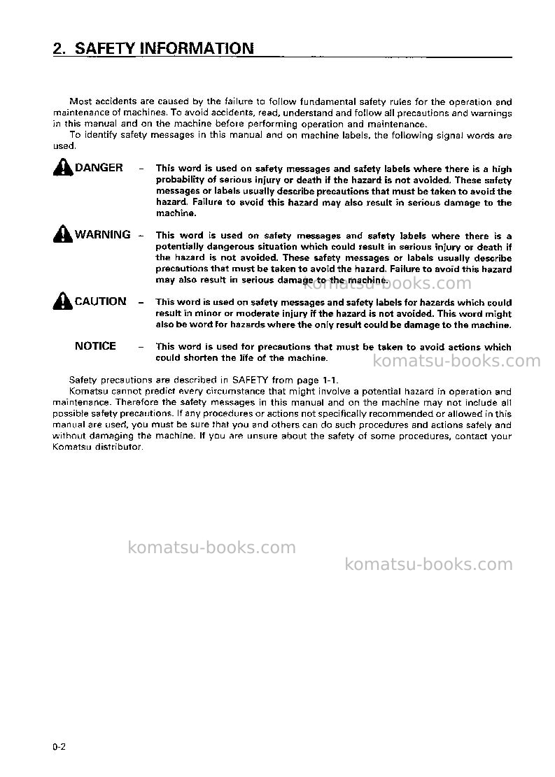 Komatsu d275a-2jpn Operation manual cover Page 3 Komatsu d275a-2jpn Operation manual cover Page 3