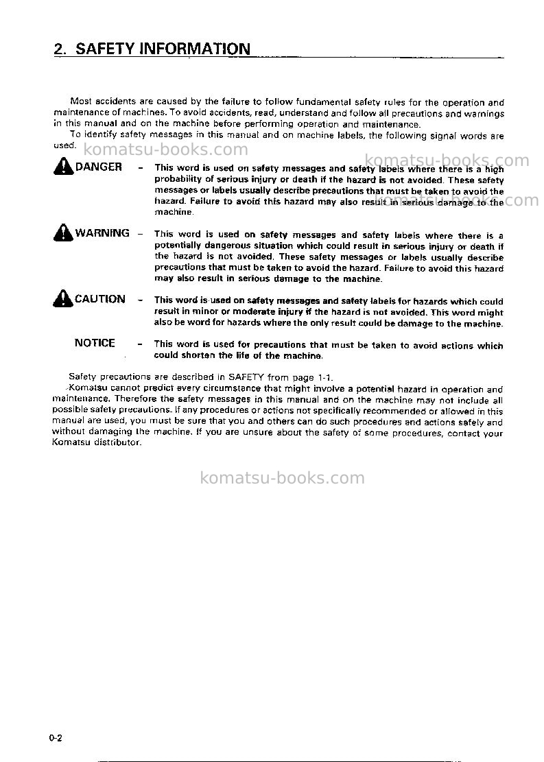 Komatsu d20a-7jpn Operation manual cover Page 3 Komatsu d20a-7jpn Operation manual cover Page 3