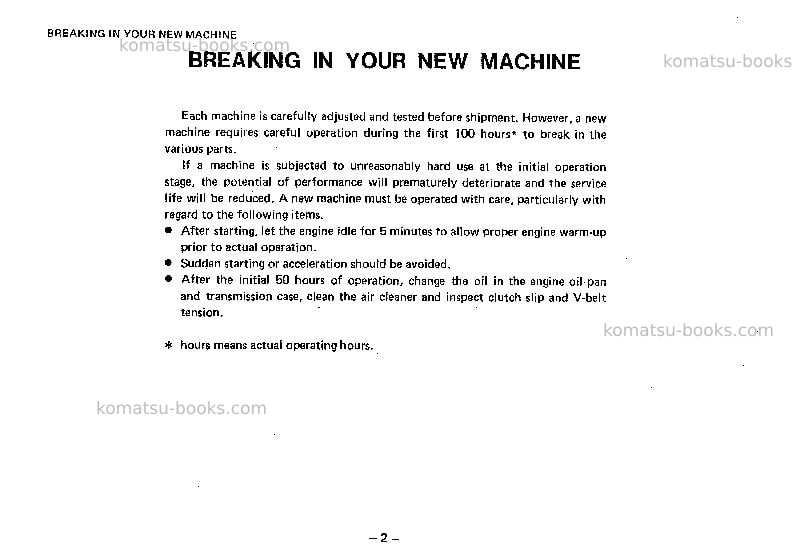 Komatsu jv28-1jpn Operation manual cover Page 3