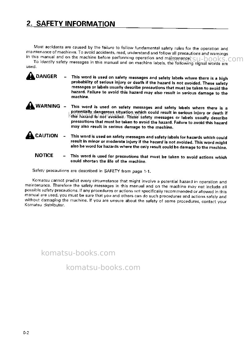 Komatsu wa20-2jpn Operation manual cover Page 3 Komatsu wa20-2jpn Operation manual cover Page 3