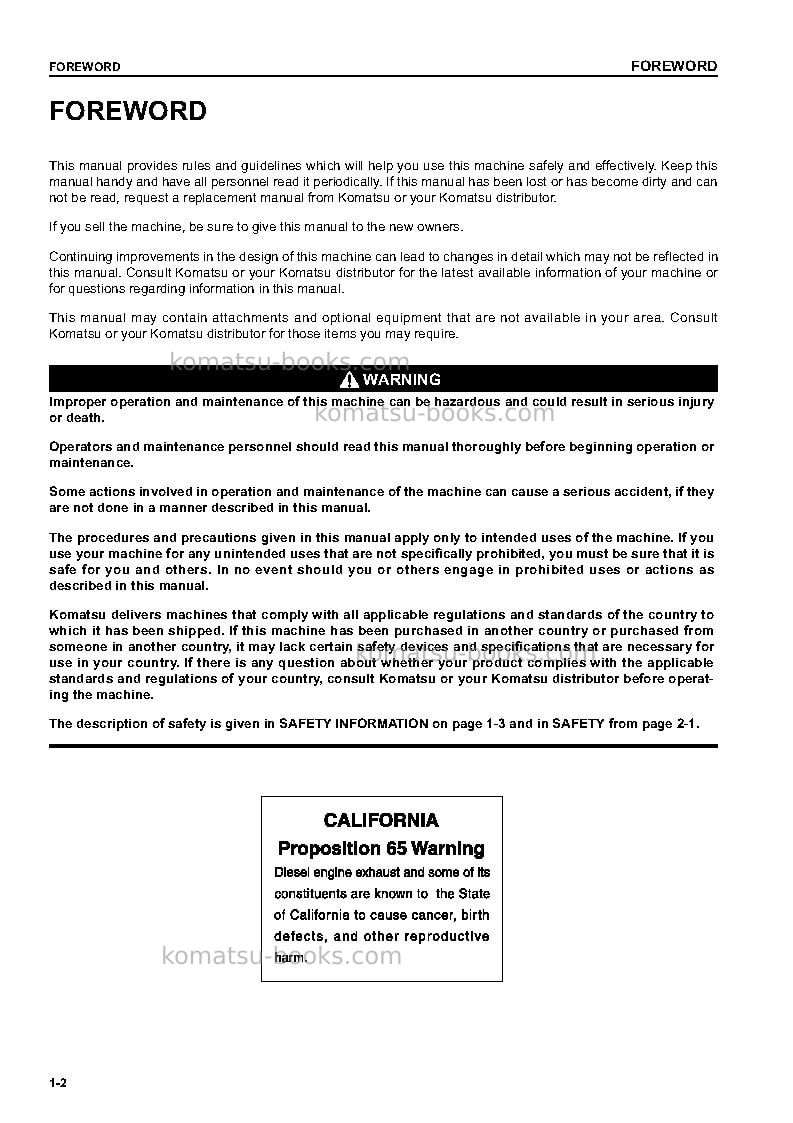 Komatsu wa450-3jpn-ll Operation manual cover Page 3 Komatsu wa450-3jpn-ll Operation manual cover Page 3