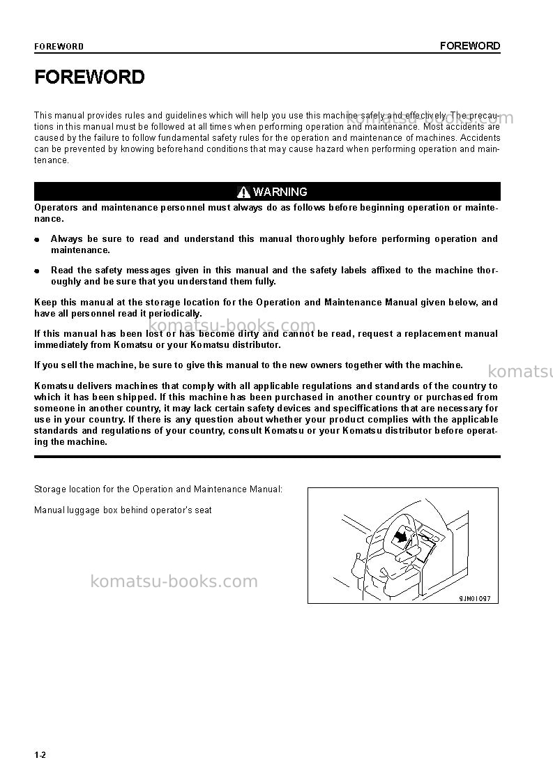 Komatsu pc60-7jpn Operation manual cover Page 3