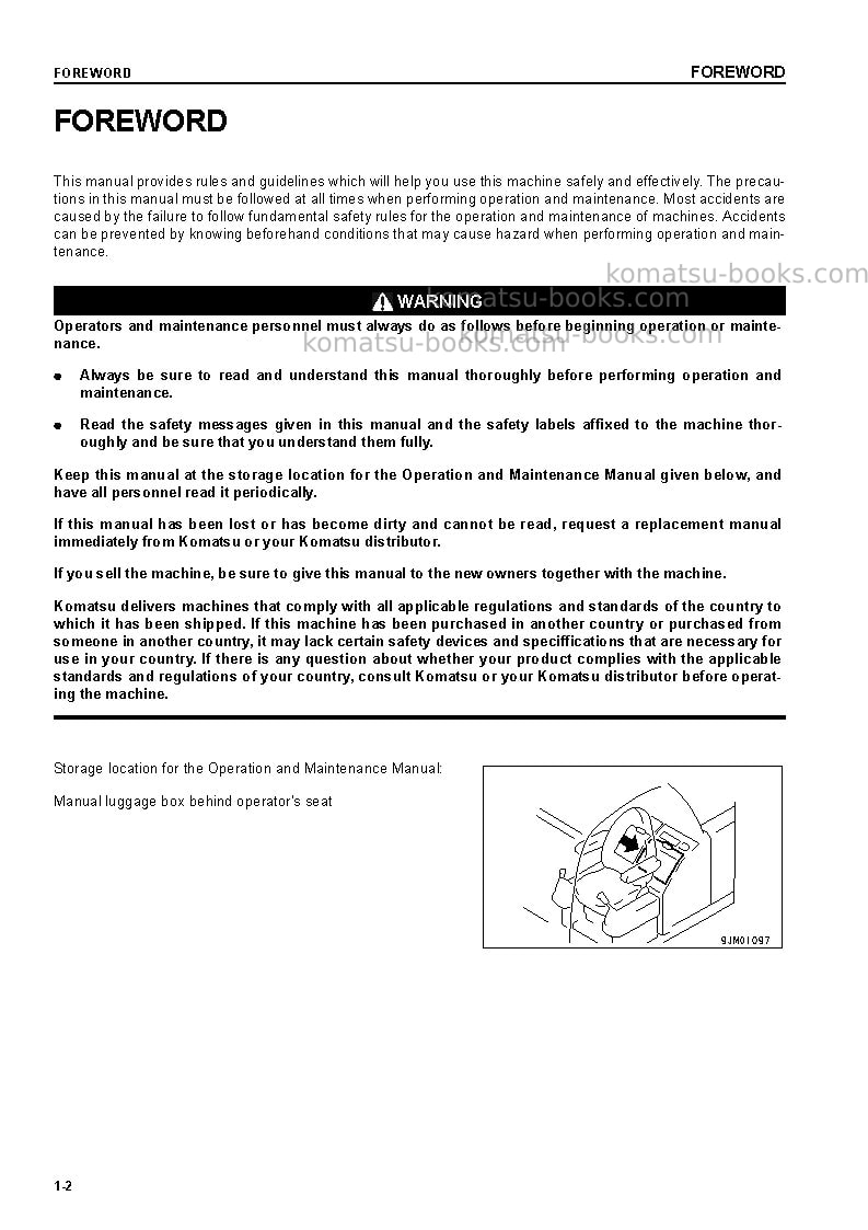 Komatsu pc60-7jpn Operation manual cover Page 3