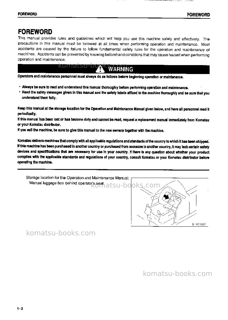 Komatsu pc60-7jpn Operation manual cover Page 3