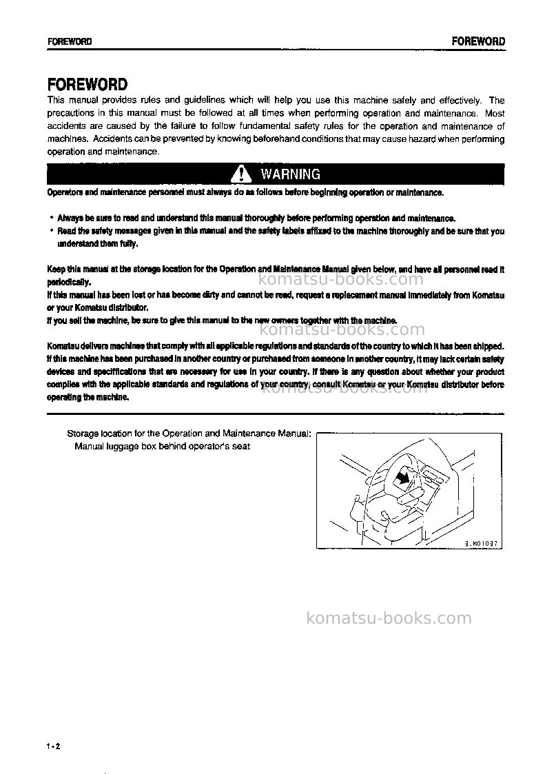 Komatsu pc60-7jpn-w/ front blade Operation manual cover Page 3