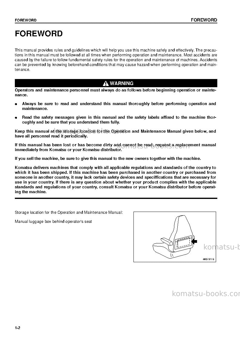 Komatsu pc128us-2jpn Operation manual cover Page 3 Komatsu pc128us-2jpn Operation manual cover Page 3
