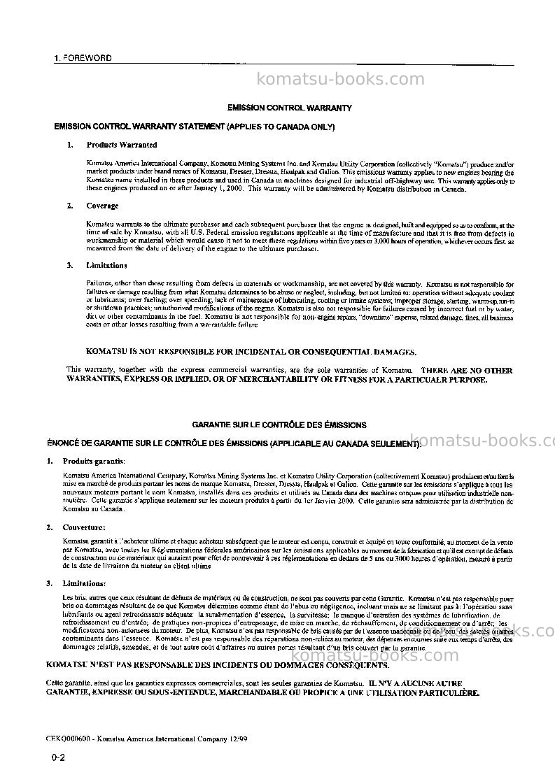 Komatsu wf550t-3jpn Operation manual cover Page 3 Komatsu wf550t-3jpn Operation manual cover Page 3